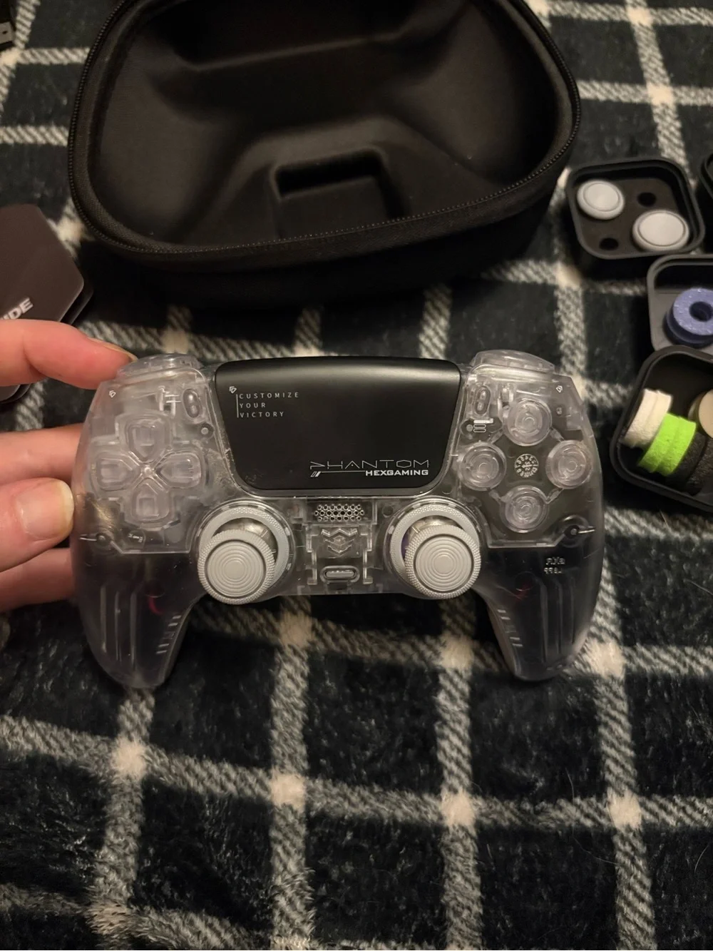 HEXGAMING PHANTOM Controller with Case , Charging Cable & Joysticks Aiming Rings